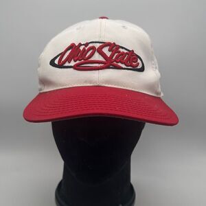 Vintage Ohio State Buckeyes Snapback‎ Hat Red White Annco Spell Out